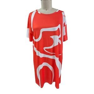 Womens Orange White Pullover Tent Dress Lightweight Summer Parachute Fabric 2X